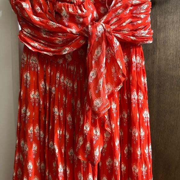 NWT Free People- S unique strapless red flowy dress - Picture 4 of 7